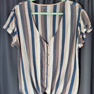 XL American Eagle Tie Front Top